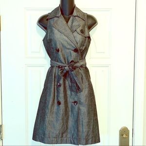 Ann Taylor Button Front Gray Shirt Dress Size 0P